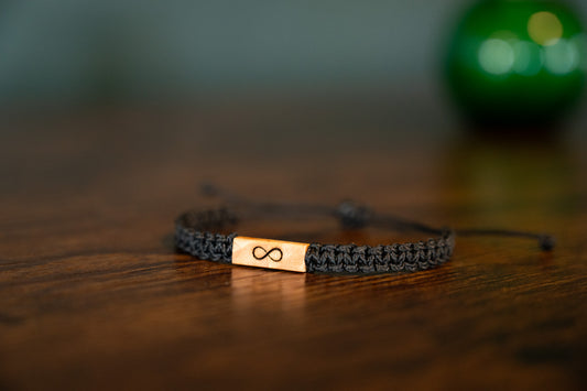 Infinity Symbol Maple Wood & Macramé Bracelet