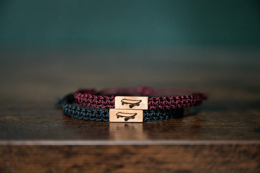 Skateboard Reclaimed Wood & Macramé Bracelet