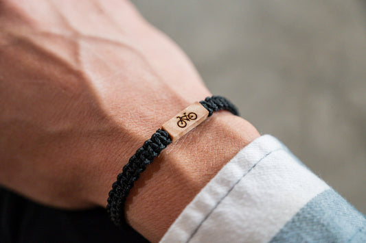 Bicycle Reclaimed Wood & Macramé Bracelet