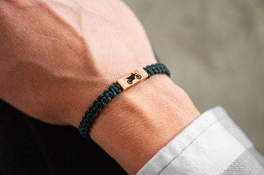 Dirtbike Reclaimed Wood & Macramé Bracelet