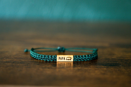 Papa Bear Reclaimed Wood & Macramé Bracelet