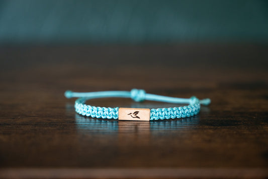 Hummingbird Reclaimed Wood & Macramé Bracelet