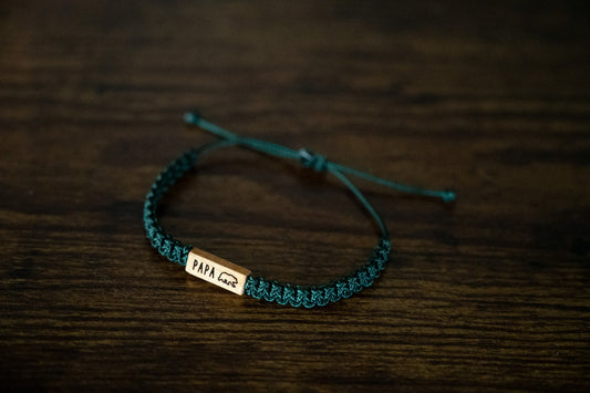 Papa Bear Reclaimed Wood & Macramé Bracelet