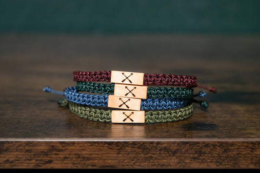 Crossed Arrows Reclaimed Wood & Macramé Bracelet