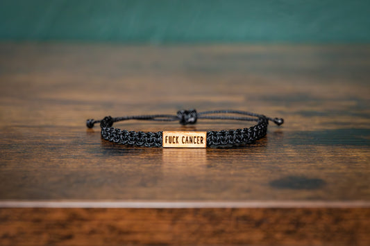 Fuck Cancer Reclaimed Wood & Macramé Bracelet