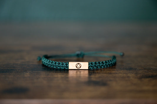 Sobriety Symbol Reclaimed Wood & Macramé Bracelet