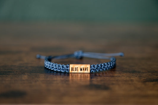 BLUE WAVE Reclaimed Wood & Macramé Bracelet
