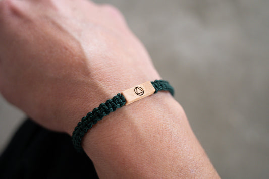 Sobriety Symbol Reclaimed Wood & Macramé Bracelet