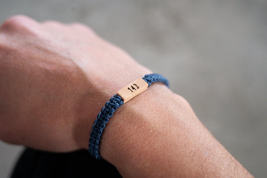 143 Reclaimed Wood & Macramé "I Love You" Bracelet