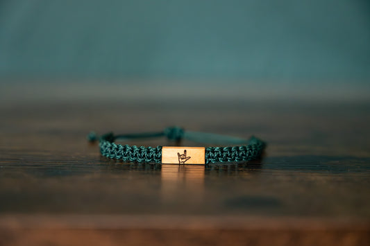 Sign Language I Love You Reclaimed Wood & Macramé Bracelet