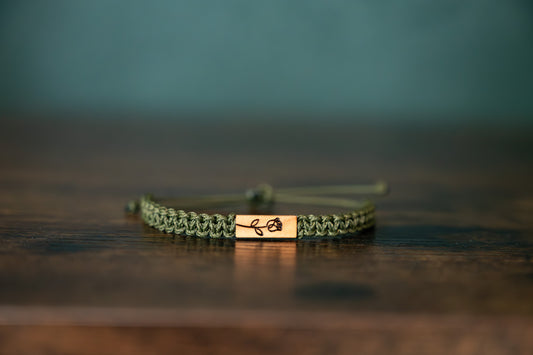 Rose Reclaimed Wood & Macramé Bracelet