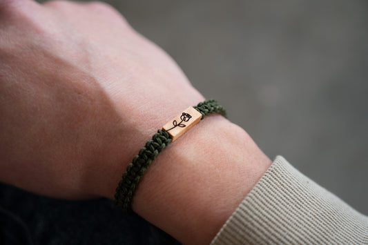 Rose Reclaimed Wood & Macramé Bracelet