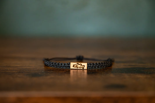 Largemouth Bass Reclaimed Wood & Macramé Bracelet