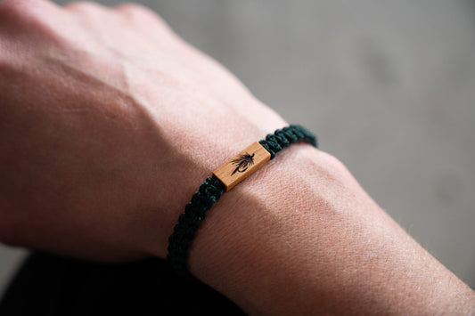 Fly Fishing Reclaimed Wood & Macramé Bracelet