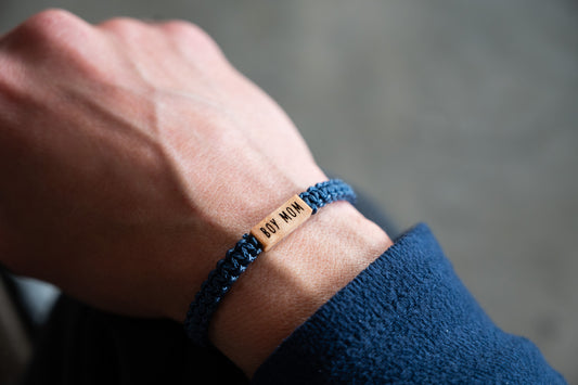 BOY MOM Reclaimed Wood & Macramé Bracelet