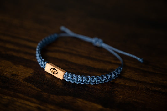 Evil Eye Reclaimed Wood & Macramé Bracelet