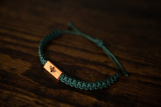 Bumble Bee Reclaimed Wood & Macramé Bracelet