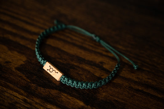 Dopamine Molecule Reclaimed Wood & Macramé Bracelet