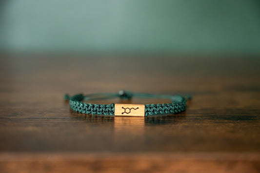 Dopamine Molecule Reclaimed Wood & Macramé Bracelet