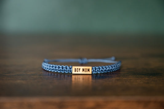 BOY MOM Reclaimed Wood & Macramé Bracelet