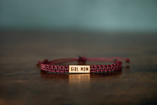 GIRL MOM Reclaimed Wood & Macramé Bracelet