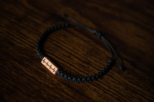 Heartbeat EKG Reclaimed Wood & Macramé Bracelet