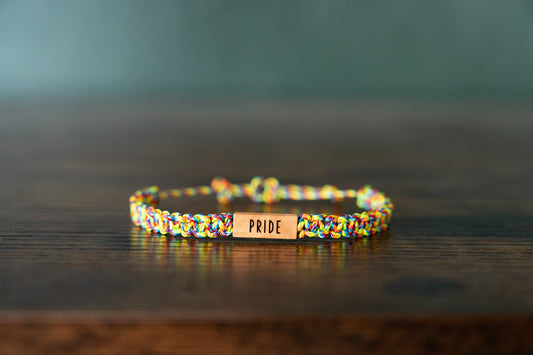 Pride Personalizable Wood & Macramé Bracelet