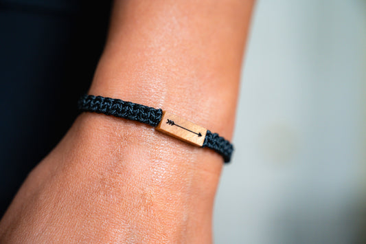 Arrow Reclaimed Wood & Macramé Bracelet