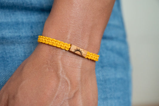 Sunrise/Sunset Reclaimed Wood & Macramé Bracelet
