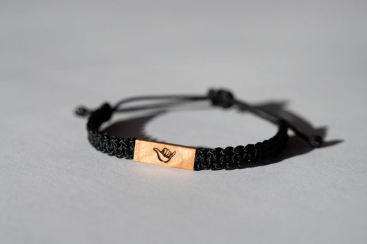 Shaka Reclaimed Wood & Macramé "Hang Loose" Bracelet