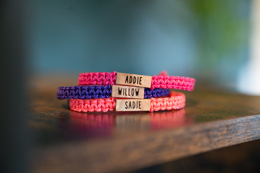 Children's Personalizable Wood & Macramé Bracelet