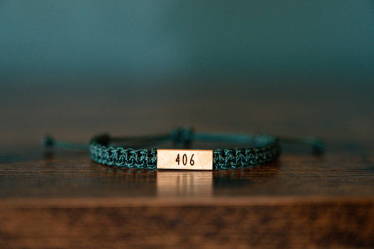 406 Montana Area Code Reclaimed Wood & Macramé Bracelet