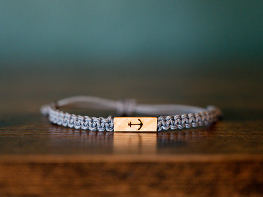 Anchor Reclaimed Wood & Macramé Bracelet