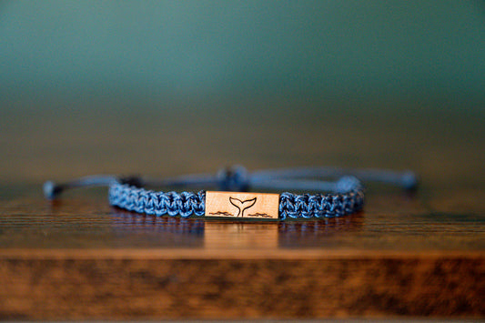 Whale Tail Reclaimed Wood & Macramé Bracelet