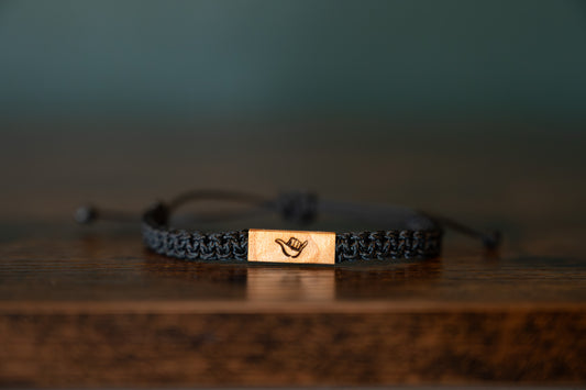 Shaka Reclaimed Wood & Macramé "Hang Loose" Bracelet