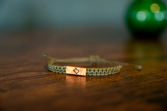 Texas Reclaimed Wood & Macramé Lone Star State Bracelet