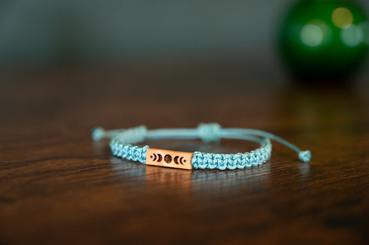 Moon Phases Reclaimed Wood & Macramé Bracelet