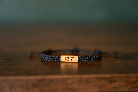 RESIST Reclaimed Wood & Macramé Bracelet