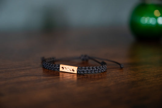 Solar Eclipse Reclaimed Wood & Macramé Bracelet