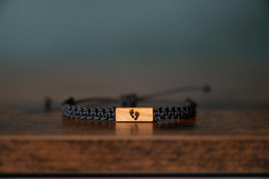 Baby Feet Reclaimed Wood & Macramé Bracelet