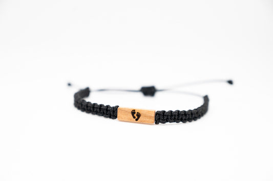 Baby Feet Reclaimed Wood & Macramé Bracelet