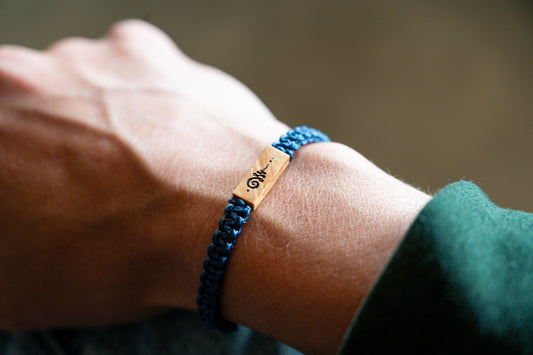 Unalome Reclaimed Wood & Macramé Enlightenment Bracelet