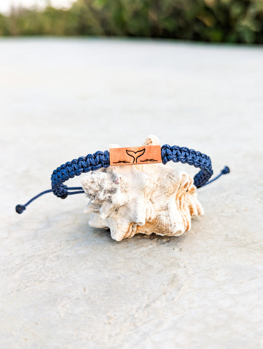 Whale Tail Reclaimed Wood & Macramé Bracelet